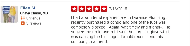 durance plumbing review-had a wonderful experience