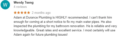 durance plumbing 5 star review